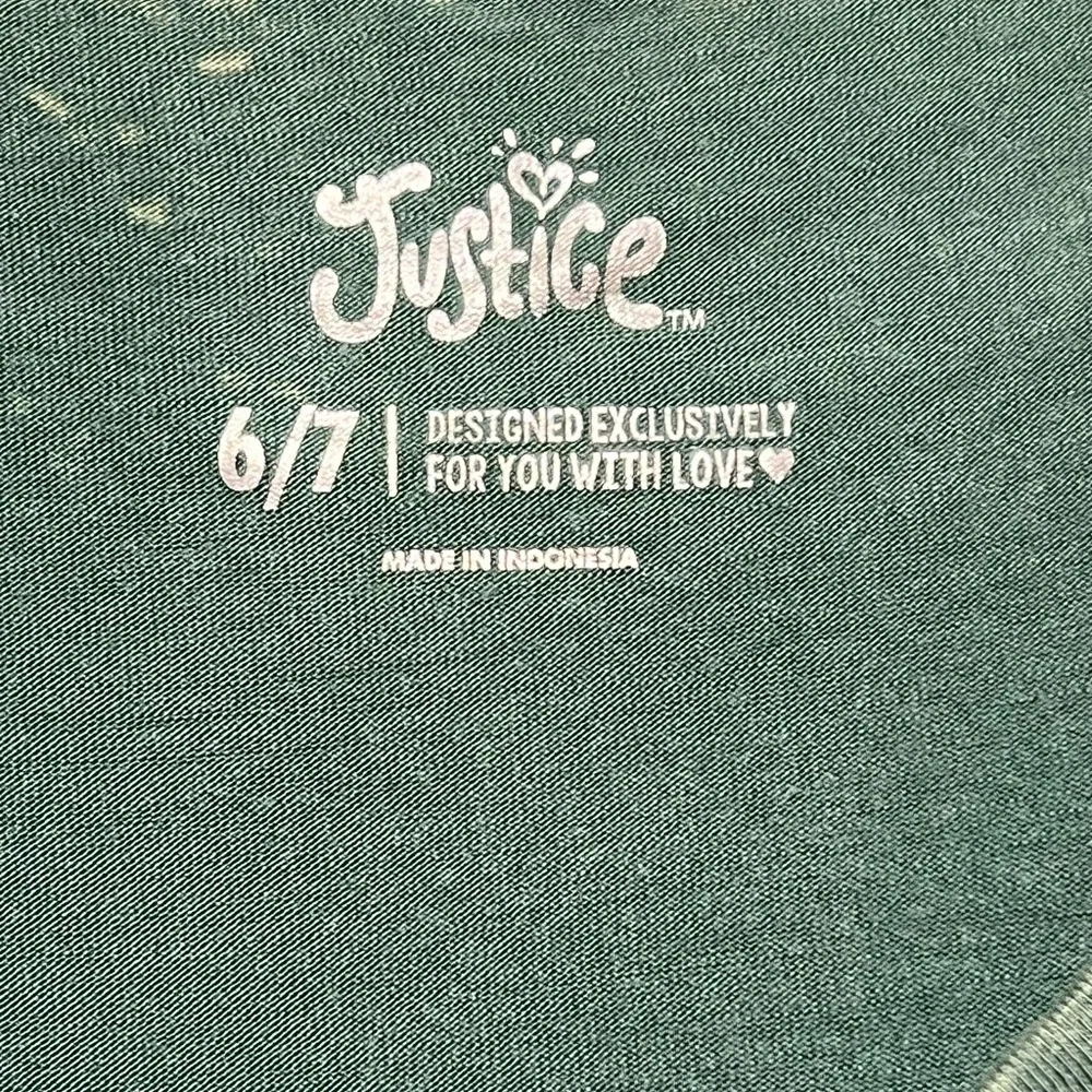 Justice Burnout Positive Tee Olive Tie Front Short Sleeve Crew Neck Shirt 6/7